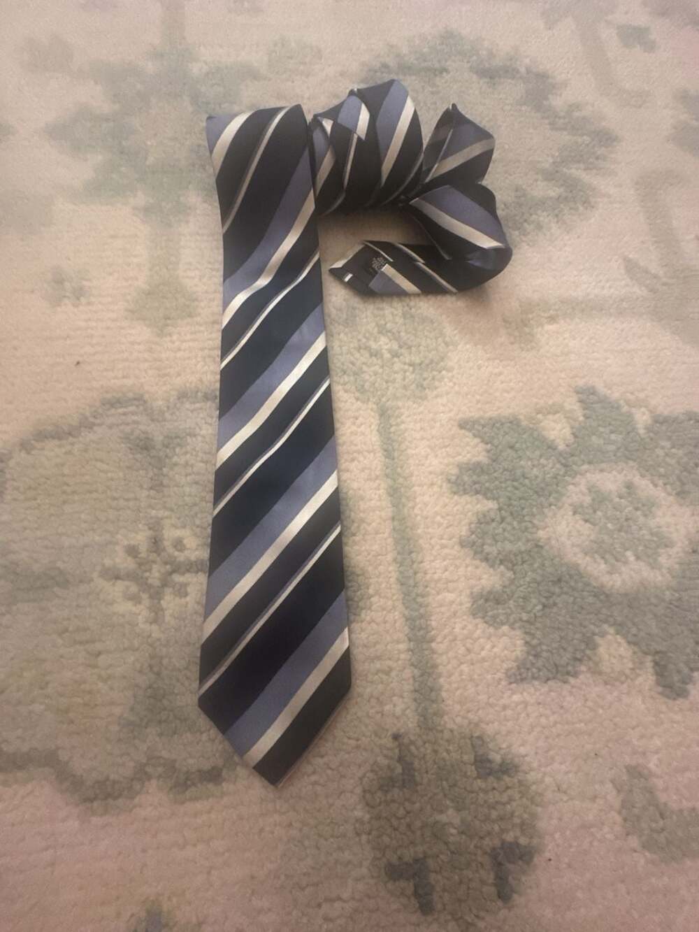 Hugo Boss Men's 100% Silk Diagonal Stripe Tie, Blue and Black